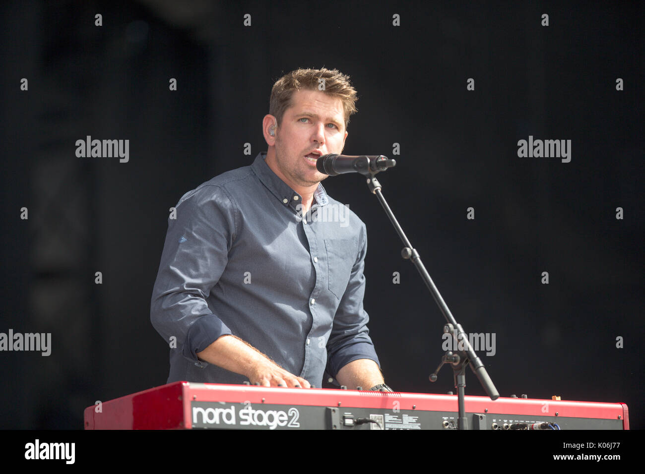 Roy Stride da Scouting per ragazze a Hylands Park,Chelmsford,Essex Domenica,20 Agosto a questo anni V Festival. Foto Stock