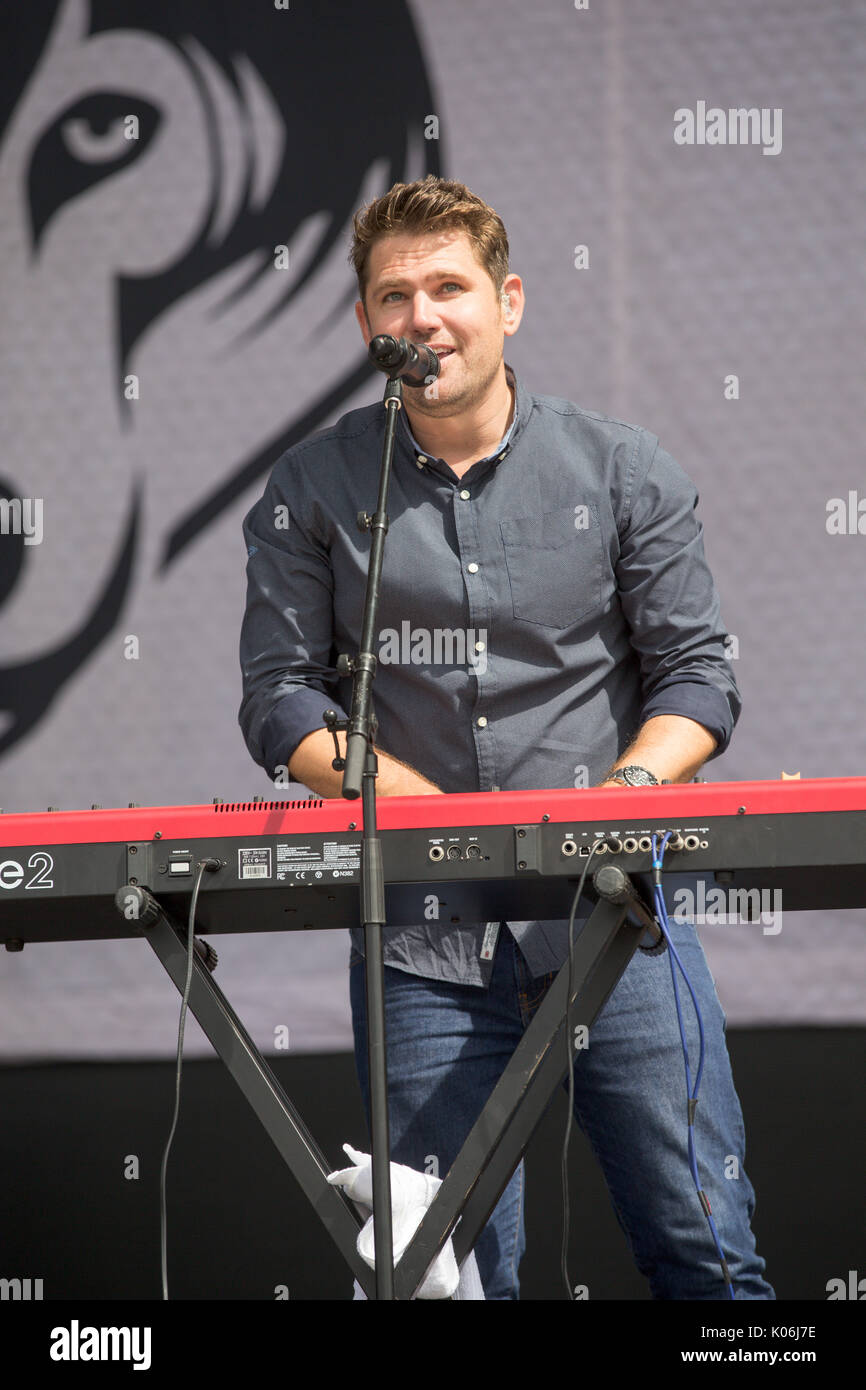 Roy Stride da Scouting per ragazze a Hylands Park,Chelmsford,Essex Domenica,20 Agosto a questo anni V Festival. Foto Stock