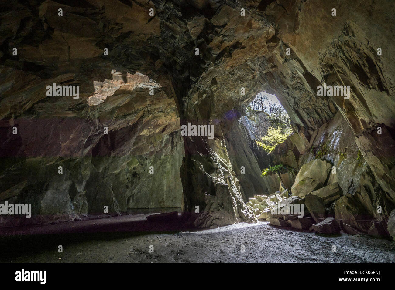 Cattedrale cava (Cathedral Cave), poco Langdale:Lake District, Cumbria Foto Stock