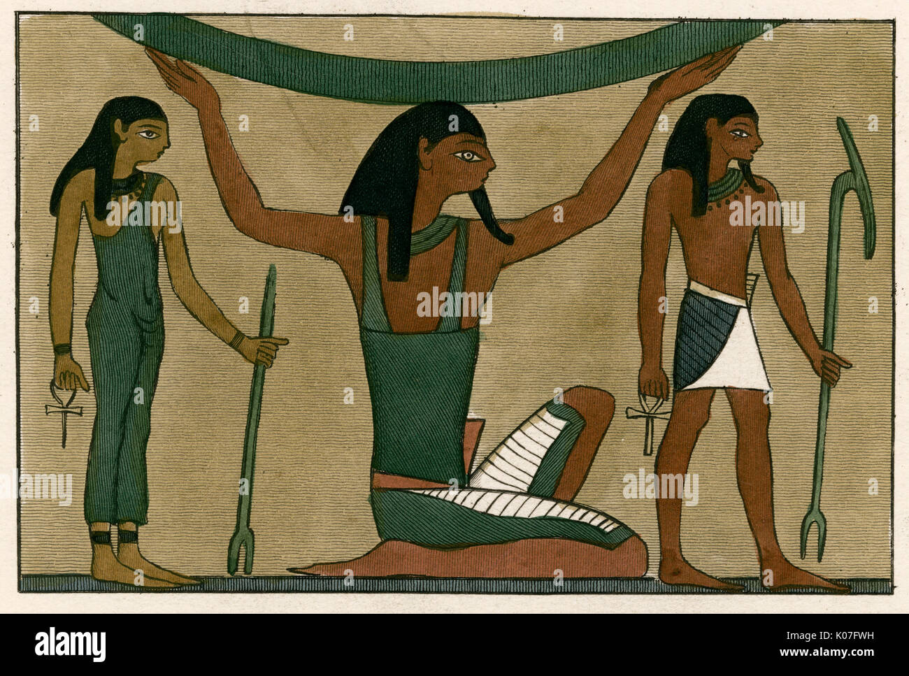 Egiziano di uomini e donne come rappresentato nella parete di dipinti. Data: Antico Egitto Foto Stock