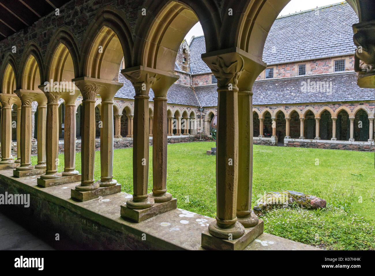 I Chiostri a Iona Abbey, Isola di Iona, Argyll and Bute, Scotland, Regno Unito Foto Stock