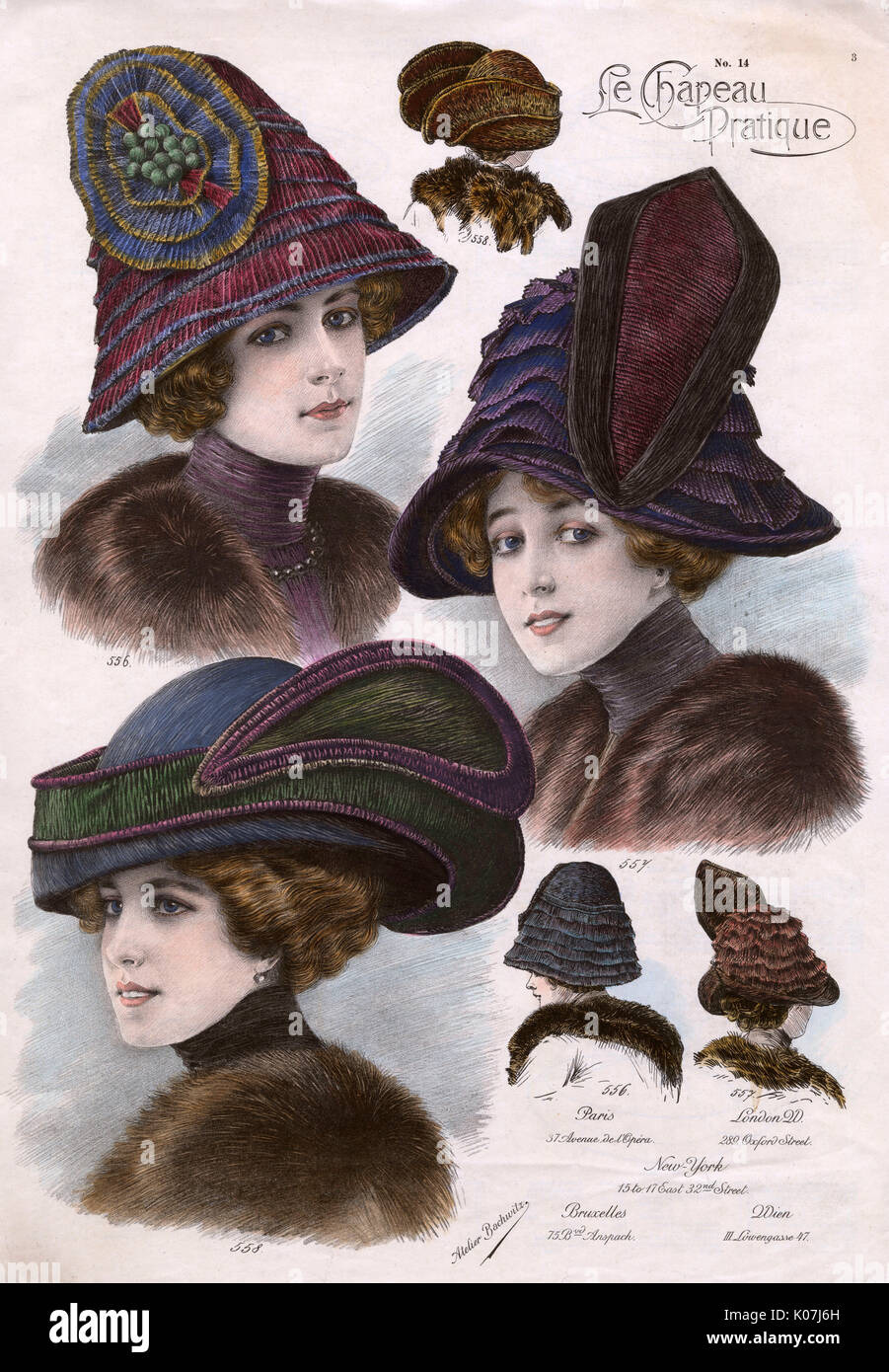 Cappelli da donna prodotti da Atelier Bachwitz Foto Stock