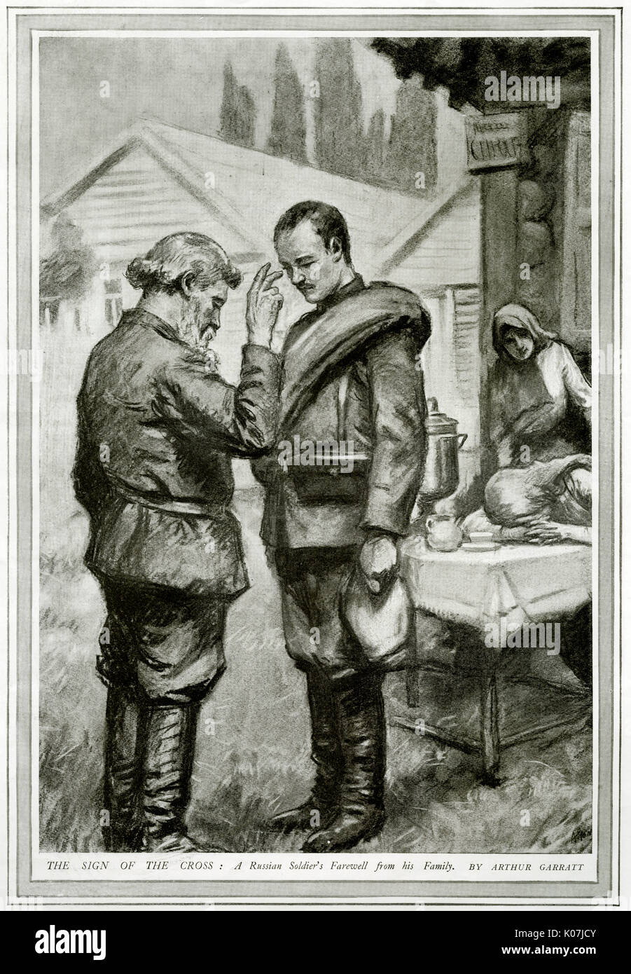 Addio di un soldato russo dalla sua famiglia, WW1 Foto Stock