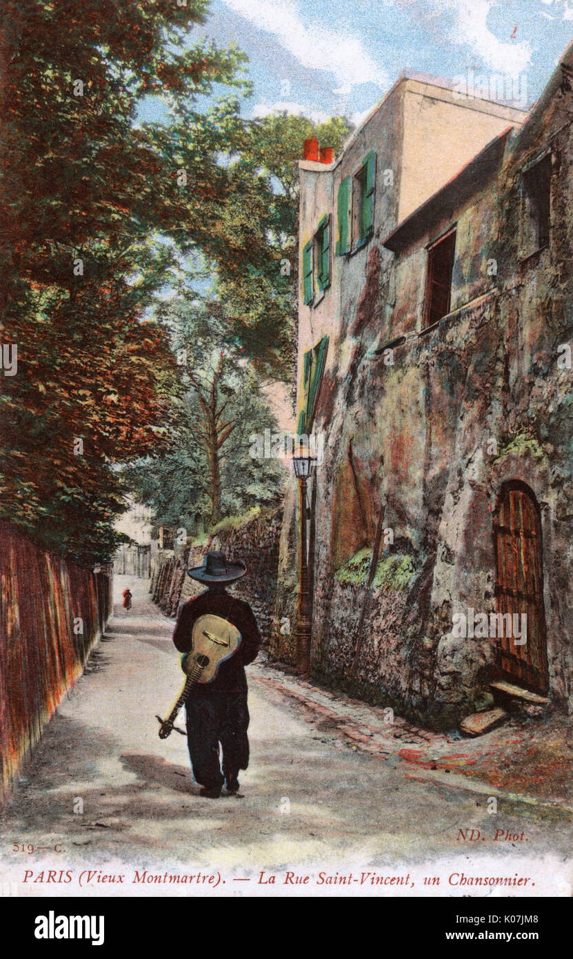 Rue Saint Vincent - Centro storico di Montmartre, Parigi Foto Stock