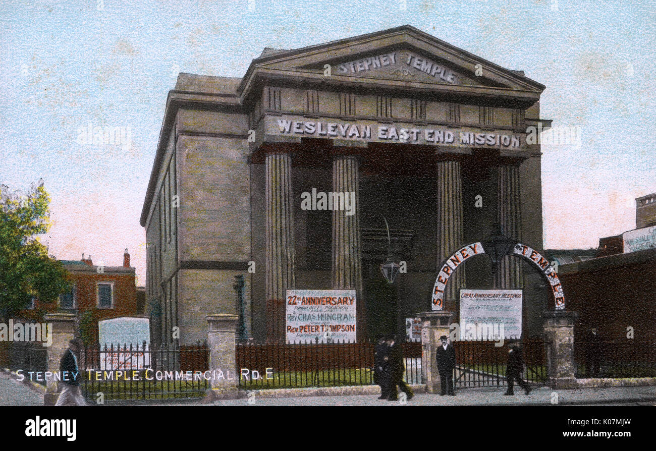 Stepney Temple - Wesleyan East End Mission, strada commerciale Foto Stock
