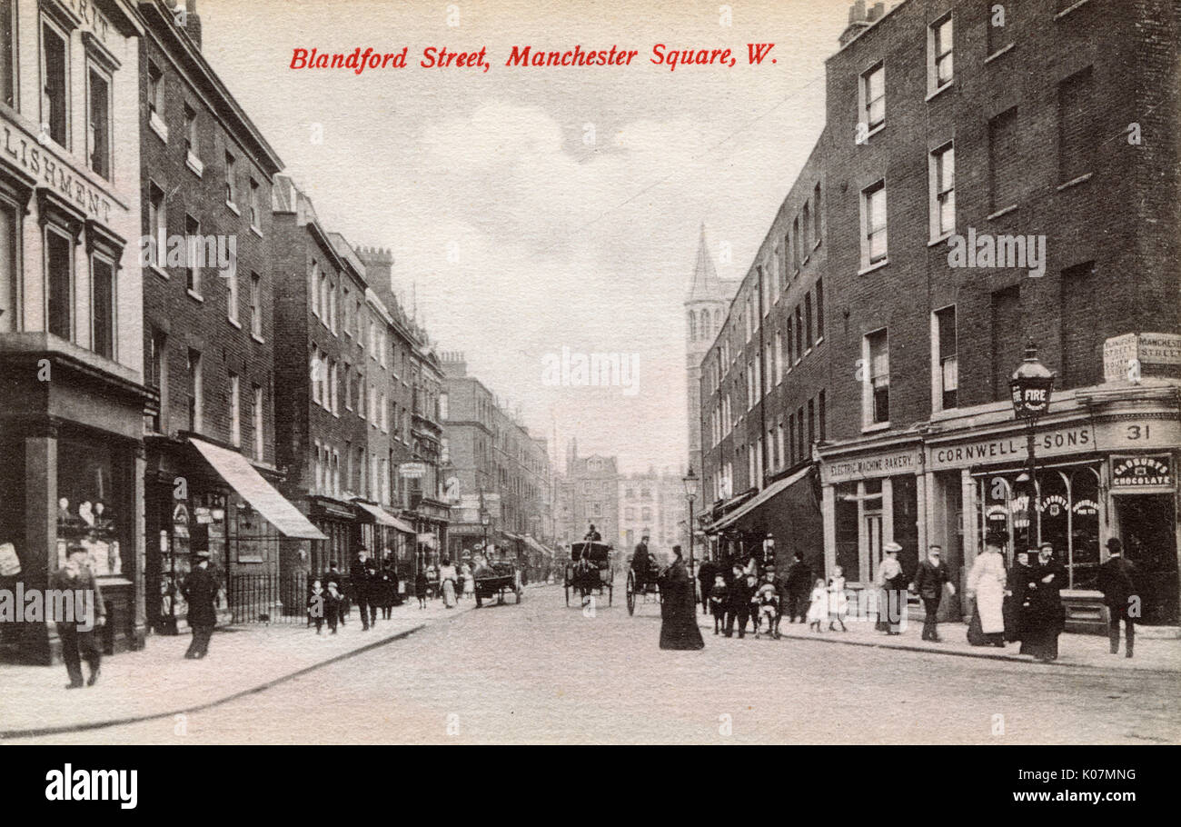 Vista su Blandford Street, Manchester Square, Londra Foto Stock