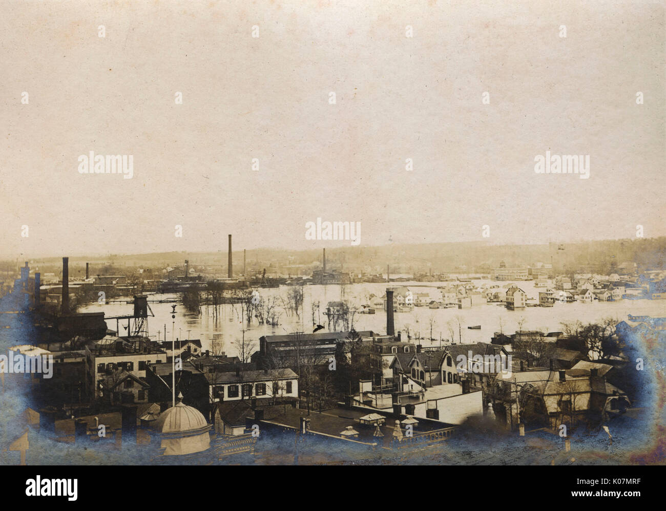 Fiume allagato, Passaic, Contea di Passaic, New Jersey, USA Foto Stock