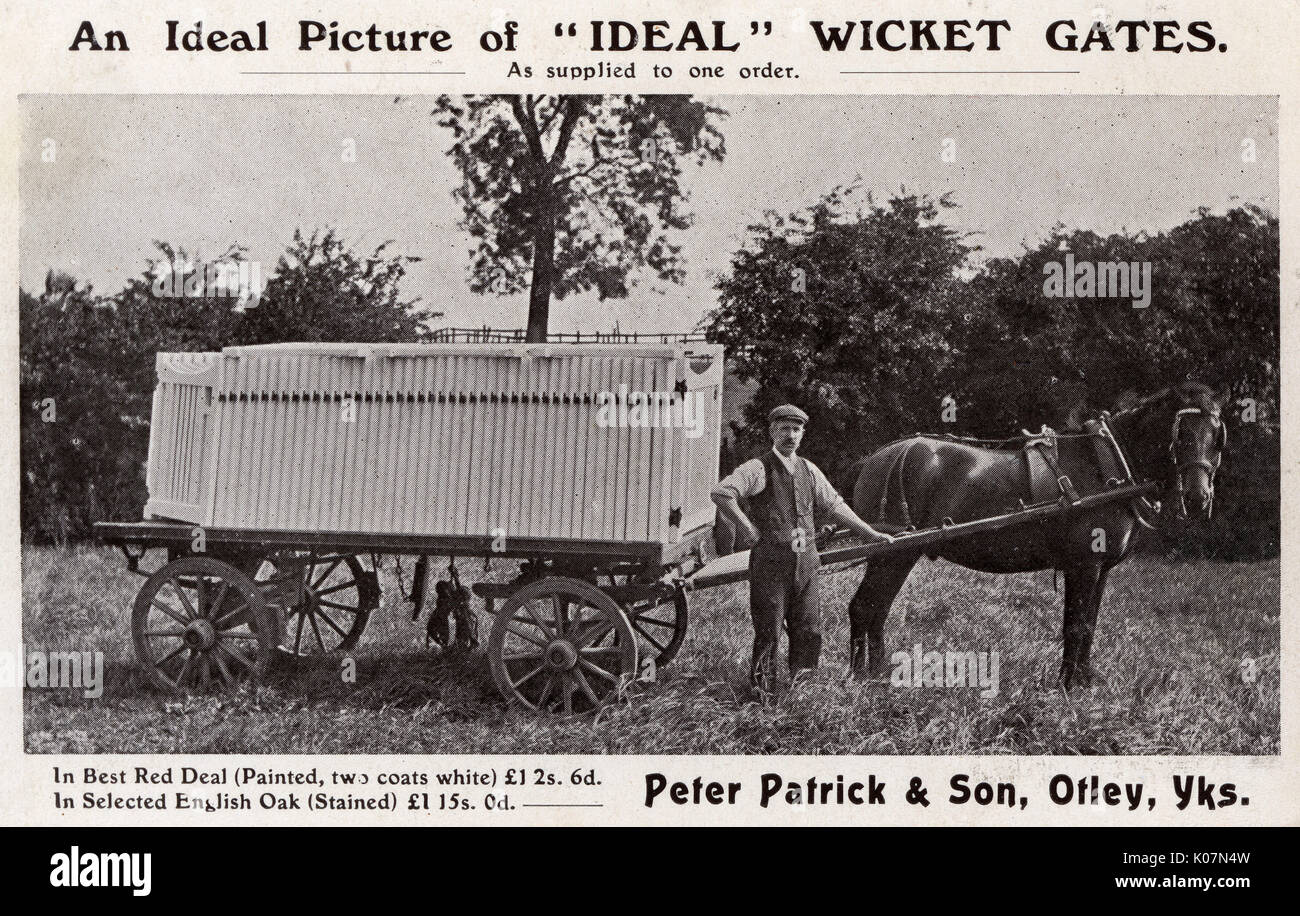Cancelli di Wicket 'ideali' - trasportati da carretto di cavallo - Yorkshire Foto Stock