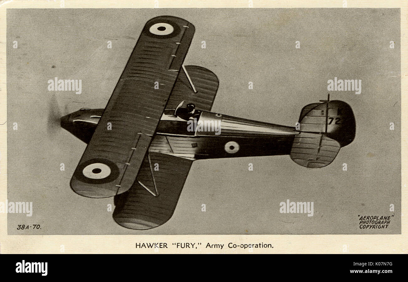 Hawker 'Fury' - velivolo da caccia biplanare RAF Foto Stock