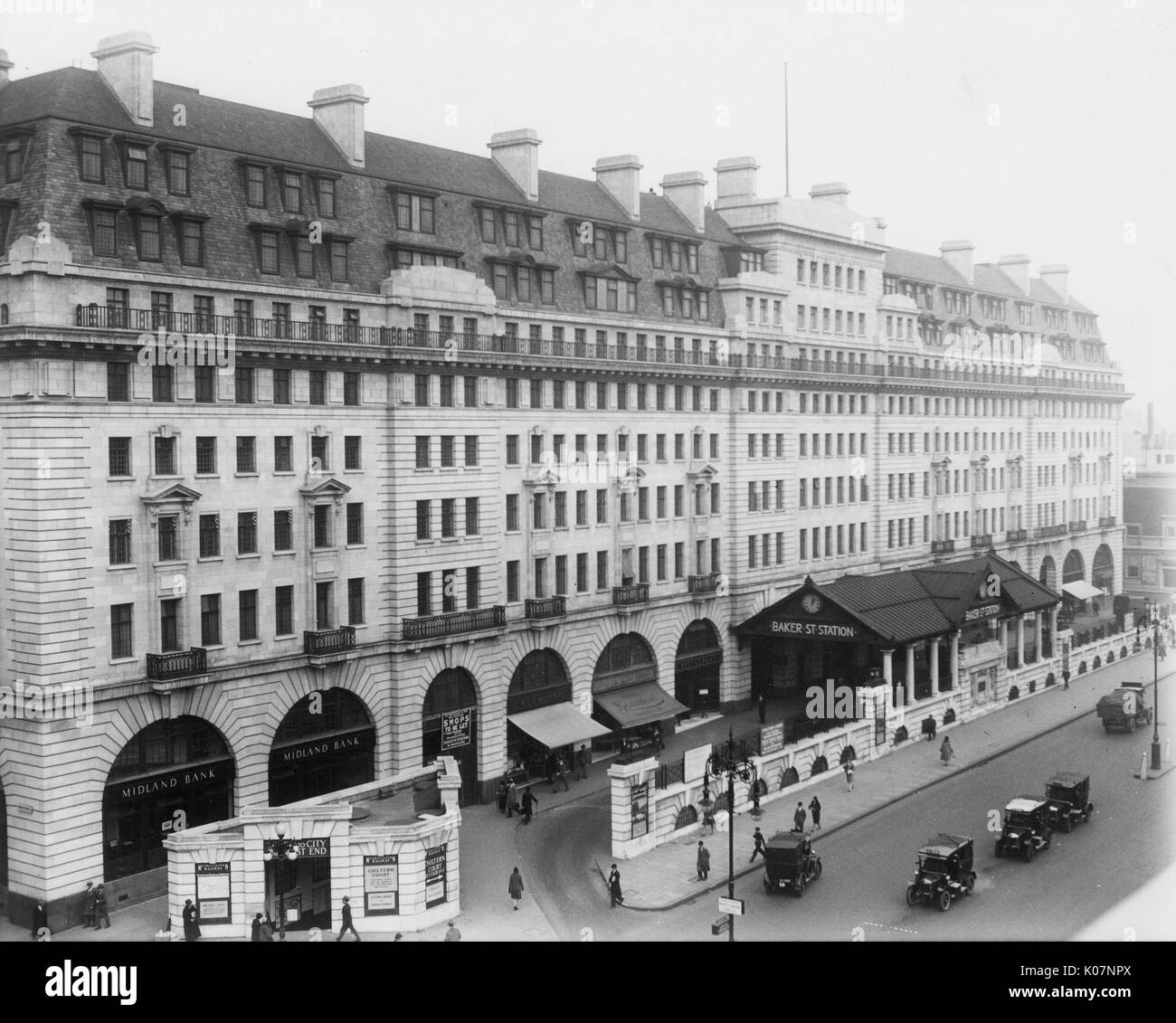 Chiltern corte e la stazione di Baker Street, all'angolo di Baker Street e Marylebone Road, Londra. circa 1930 Foto Stock