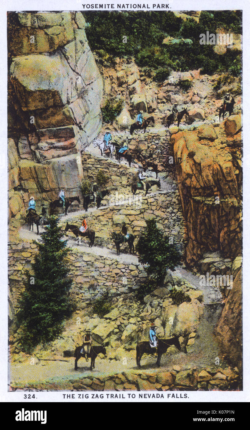 Percorso a zigzag per le cascate del Nevada, il parco nazionale di Yosemite, Stati Uniti Foto Stock