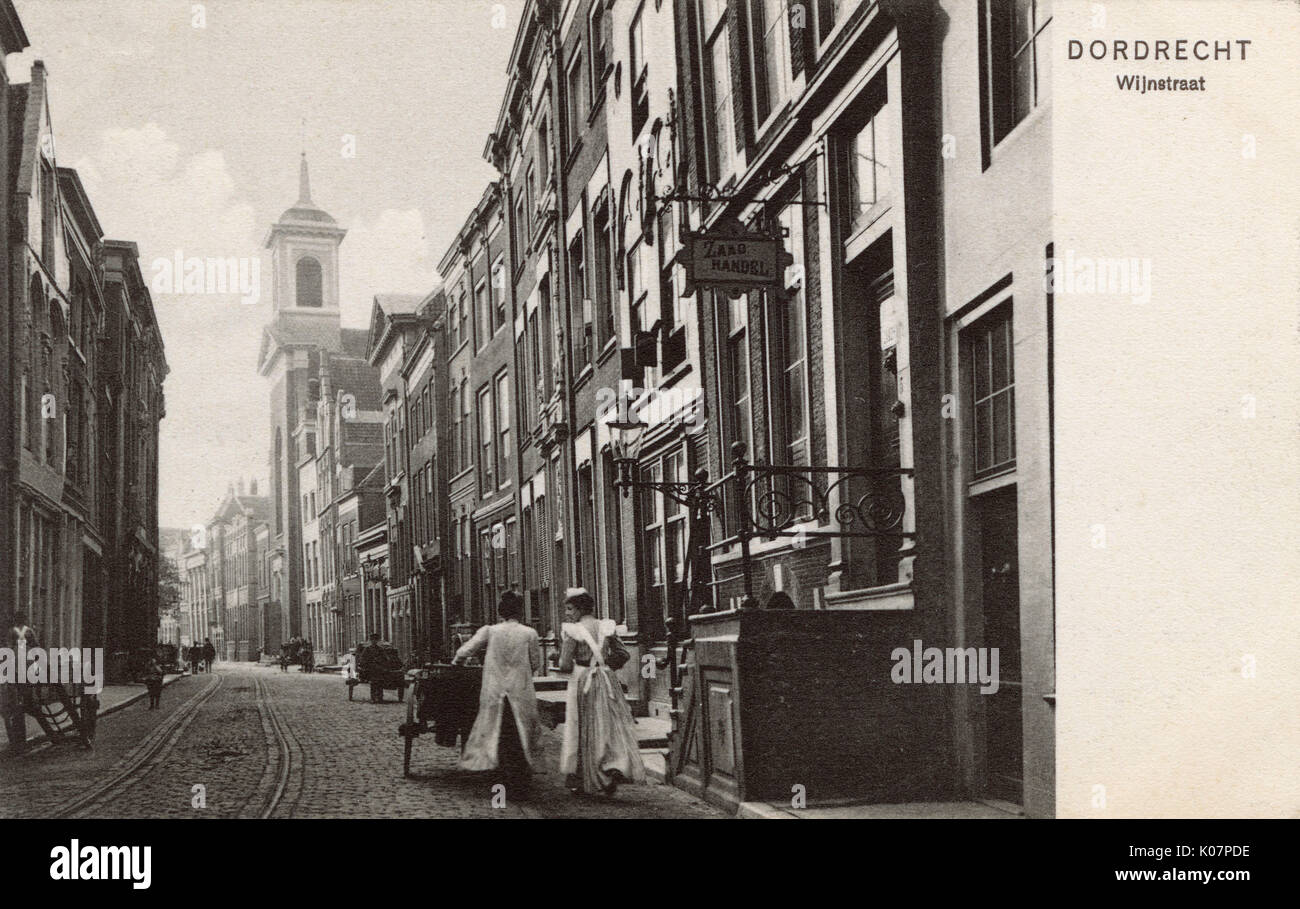 Vista di Wijnstraat, Dordrecht, Olanda del Sud, Paesi Bassi Foto Stock
