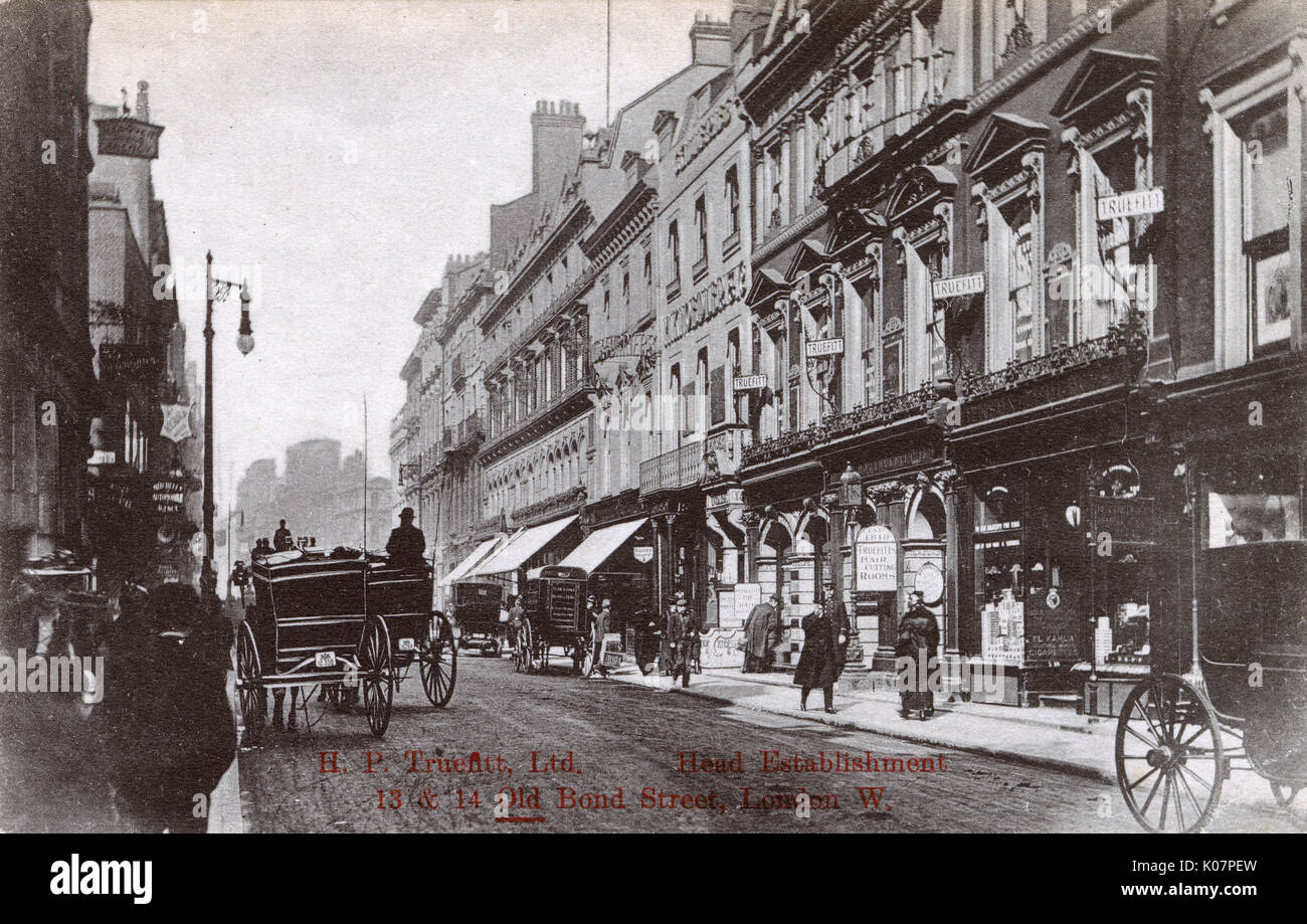 H P Truefitt Ltd, parrucchieri, 13 e 14 Old Bond Street, Londra W. circa 1910 Foto Stock
