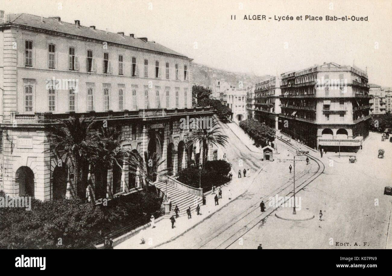 High School e Bab-el-Oued Square, Algeri, Algeria Foto Stock