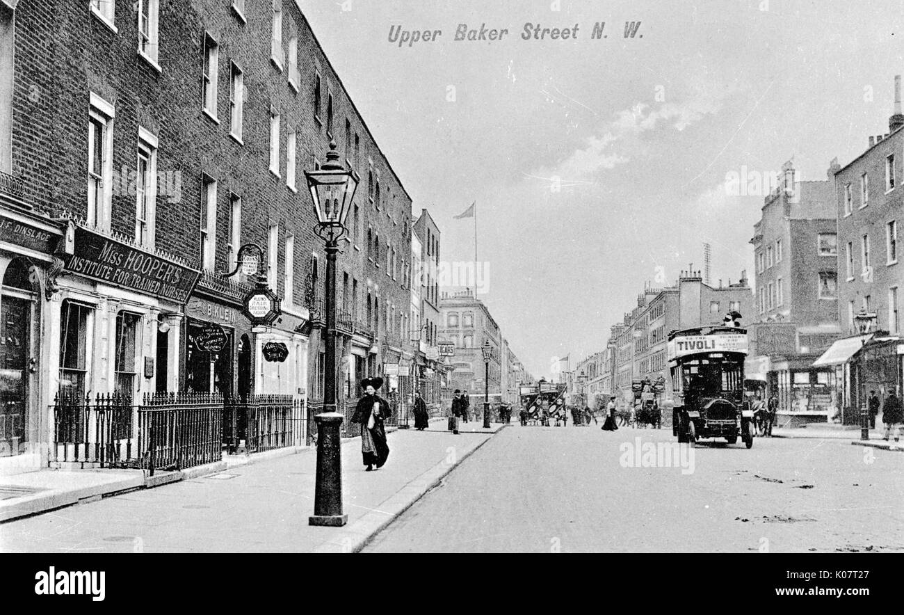 Vista su Upper Baker Street, Marylebone, Londra Foto Stock