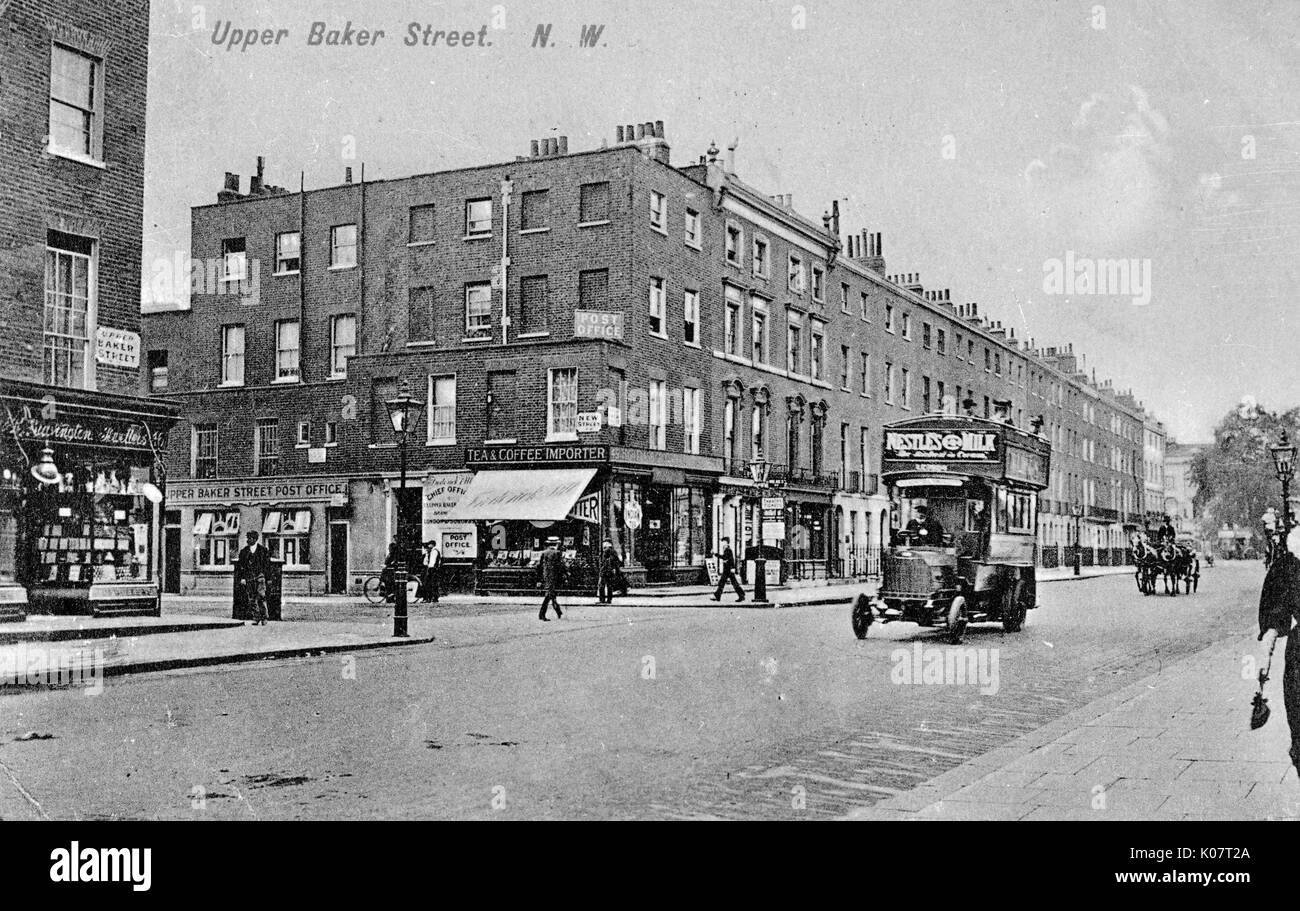 Vista su Upper Baker Street, Marylebone, Londra Foto Stock