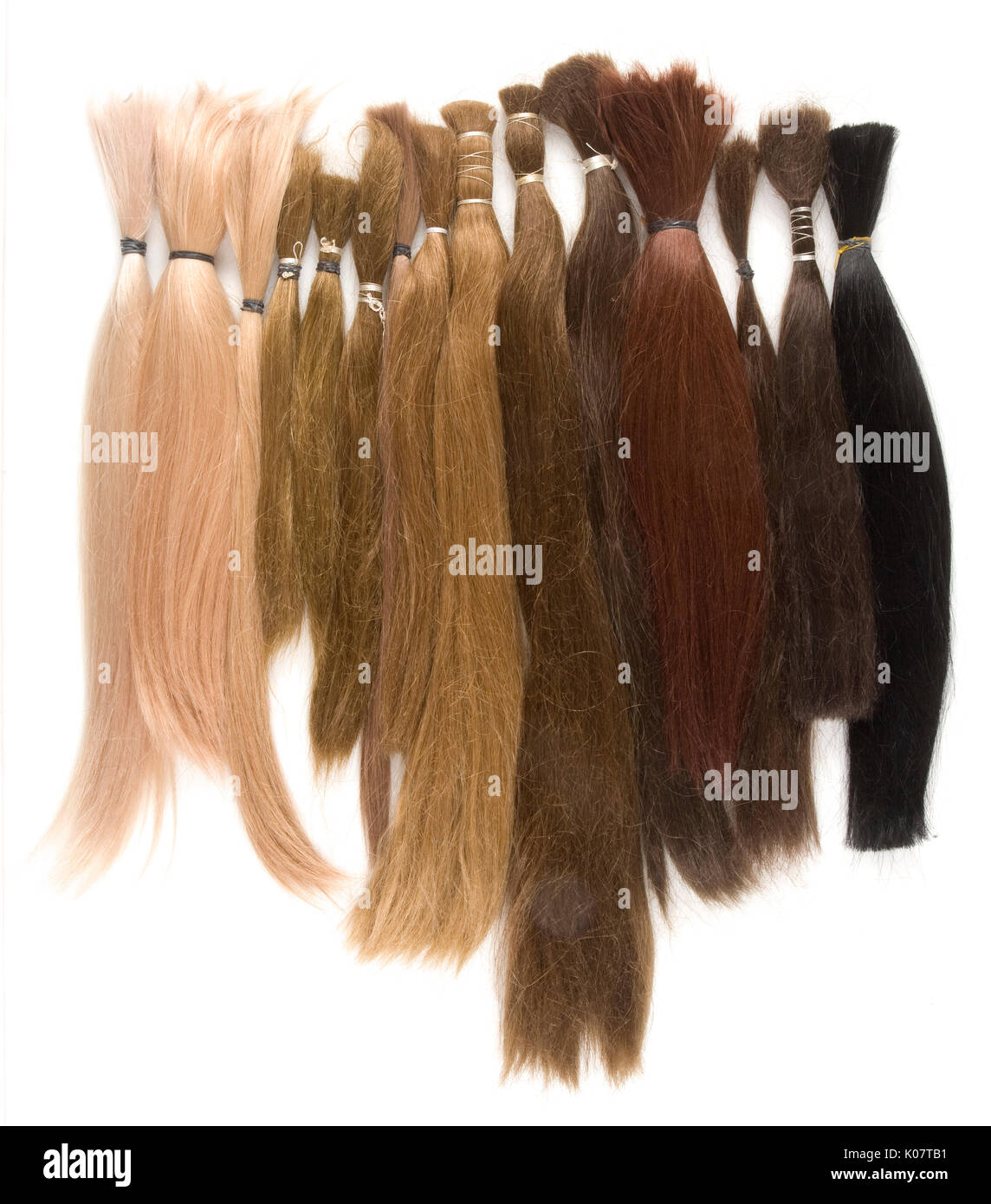 Veri capelli umani utilizzati per la fabbricazione di parrucche Foto Stock