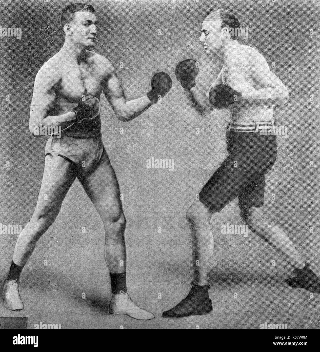 Bill Lang contro Bob Fitzsimmons nella partita di boxe pesante Foto Stock