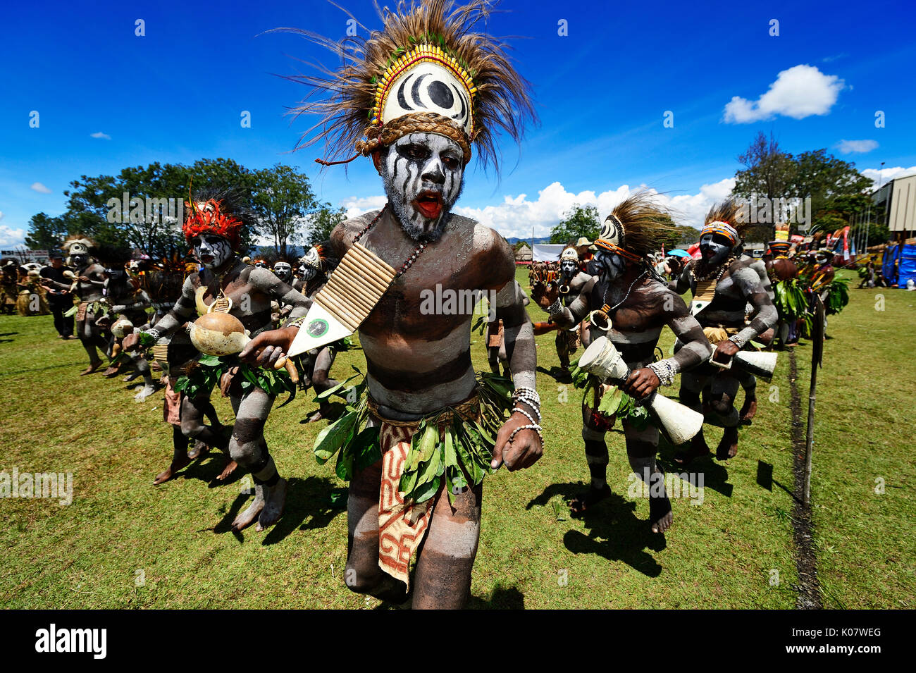 Highland tribù, Gruppo Kereculture Simbu Pro, presening stessi all'annuale cantare cantare di Goroka, Papua Nuova Guinea Foto Stock