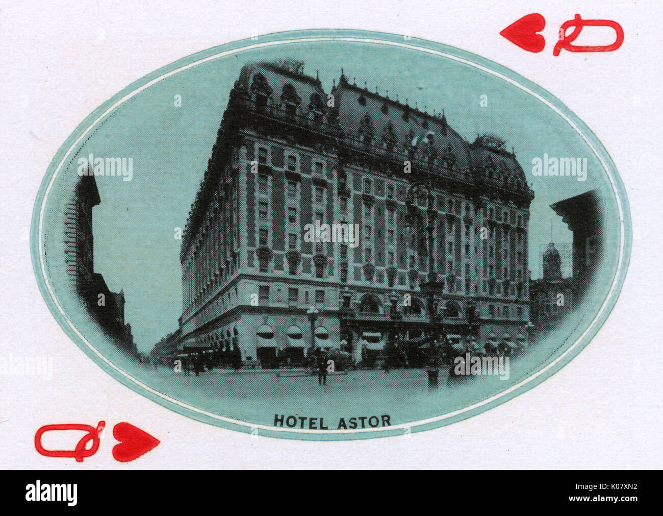 New York City - carta da gioco - Hotel Astor - Regina dei cuori Foto Stock