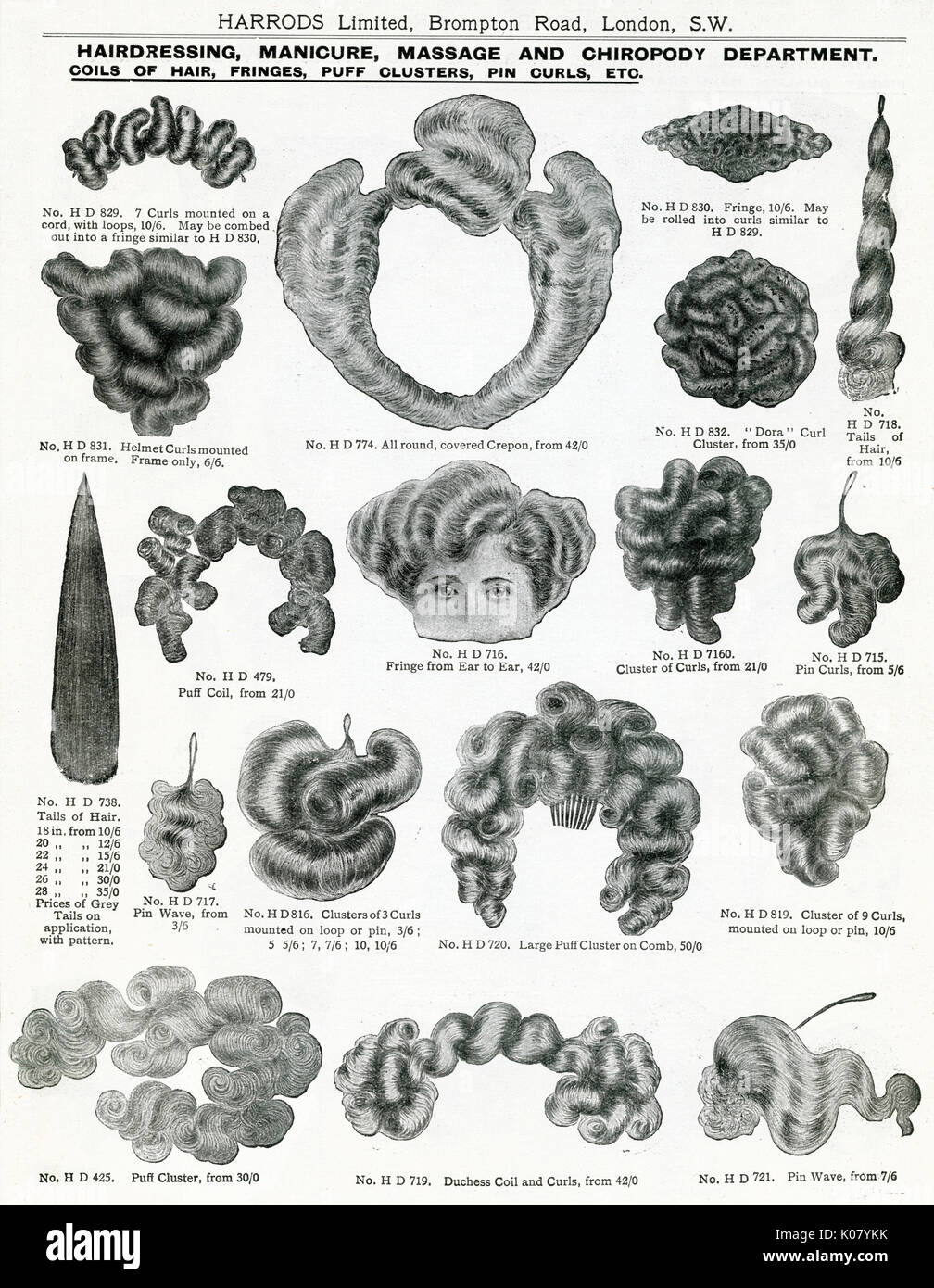 Catalogo commerciale di articoli per capelli 1911 Foto Stock