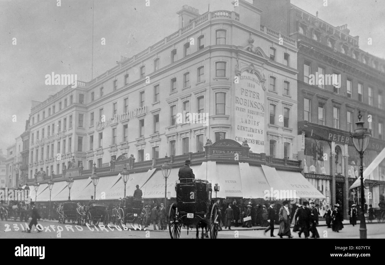 Peter Robinson Department Store, all'angolo di Oxford Street e Great Portland Street, London W1. circa 1905 Foto Stock