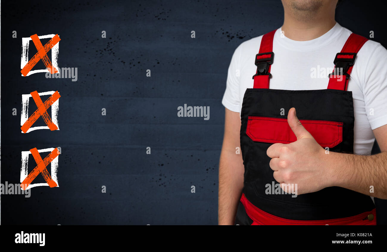 Lista di controllo è rappresentato dal concetto di artigiano. Foto Stock