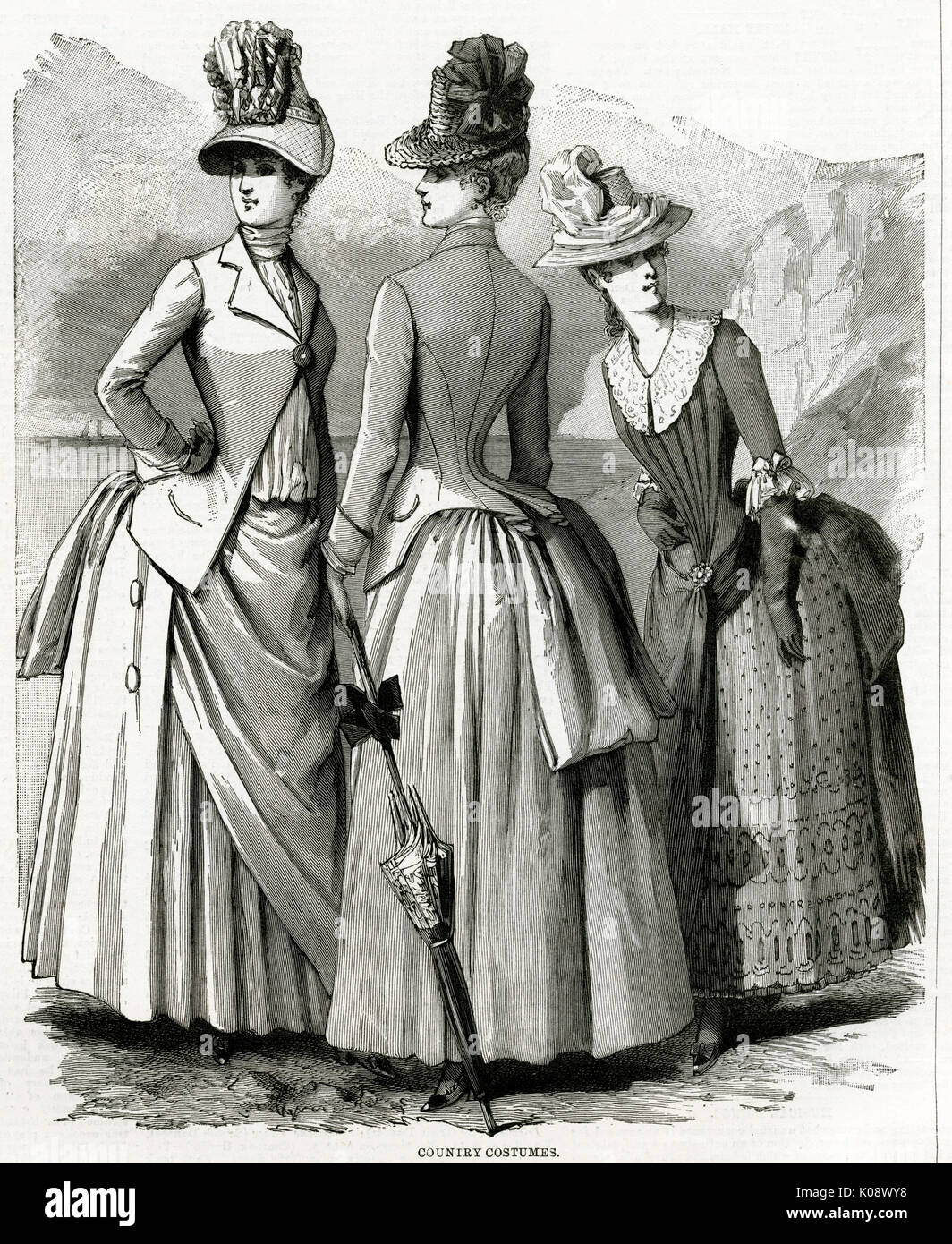 Abbigliamento da campagna femminile 1886 Foto Stock