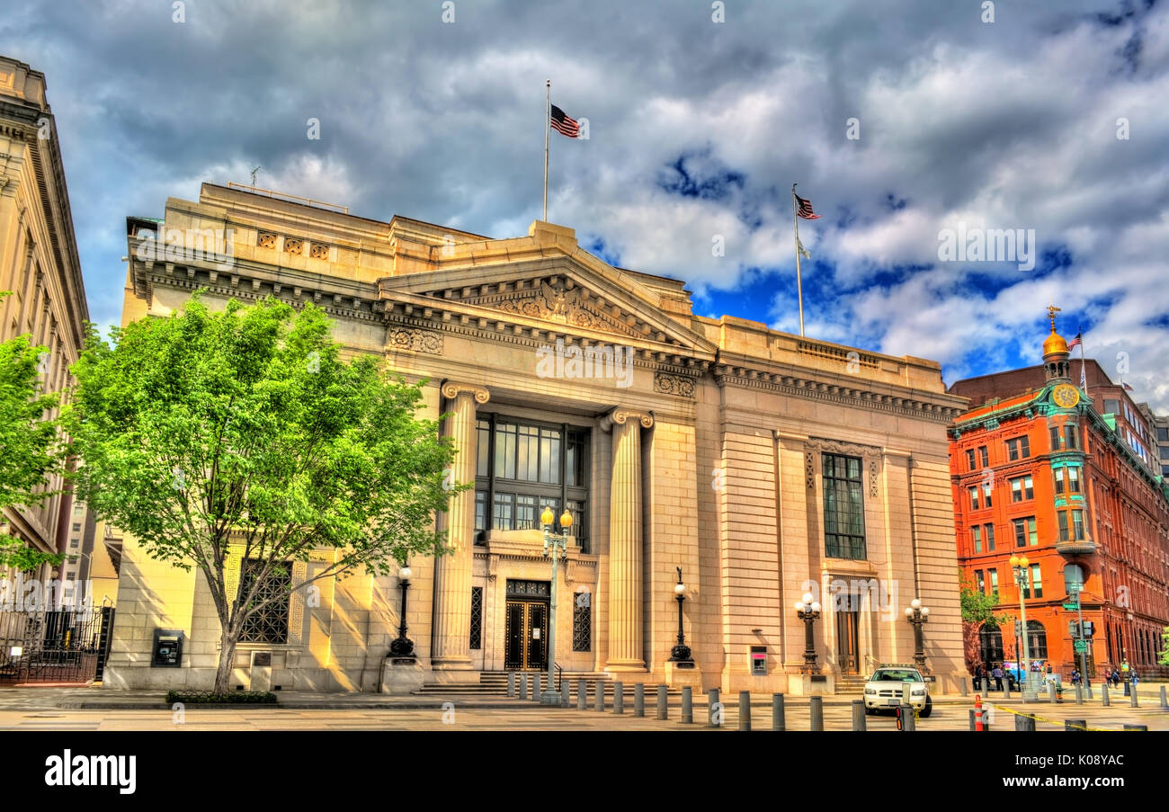 La sicurezza americana e Trust Company edificio in stile neoclassico bank office a Washington D.C. Foto Stock