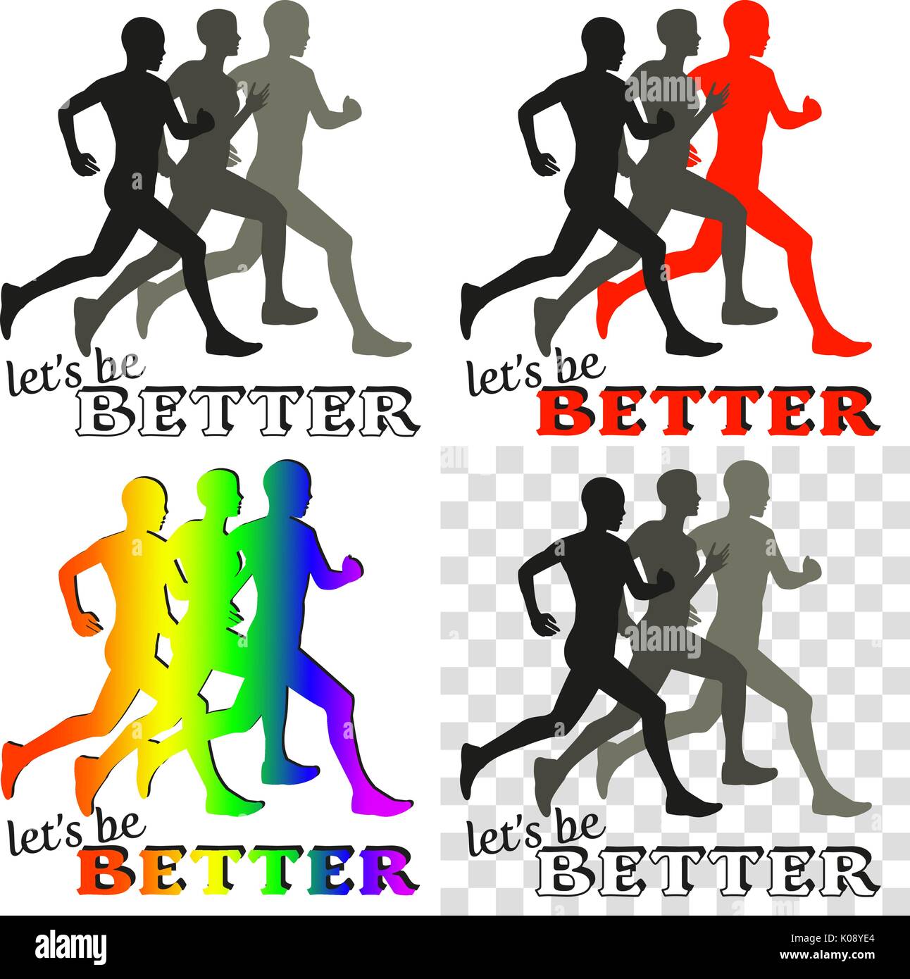 Ispirando poster con esecuzione di persone sagome Illustrazione Vettoriale