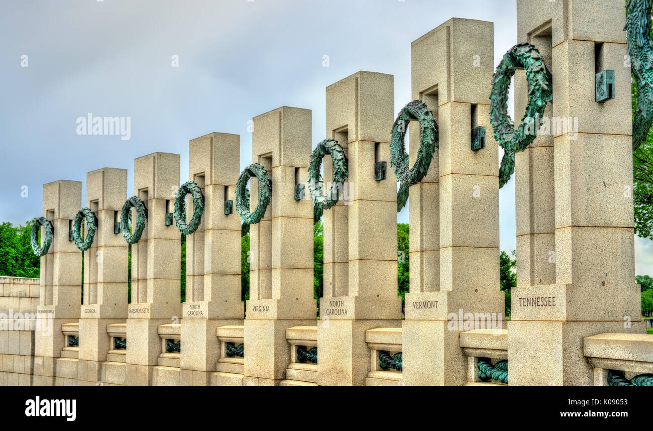 National Memoriale della Seconda Guerra Mondiale a Washington D.C. Foto Stock