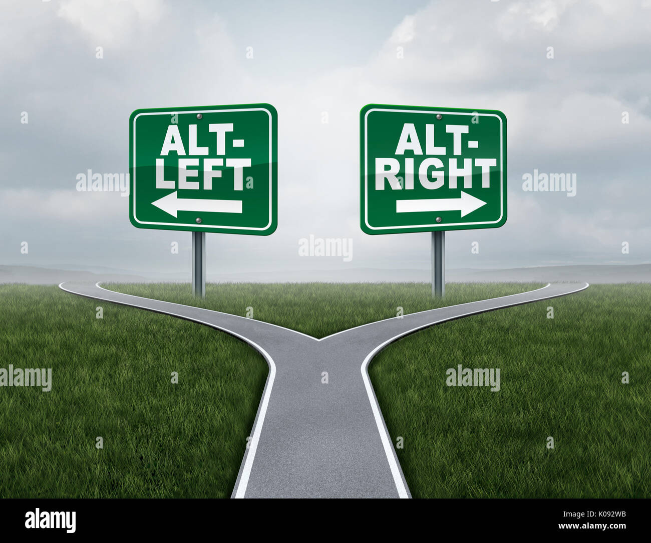 Alt destro o altleft nozione come un politico e pensiero sociale idelogies concetto con due facce contrapposte di ideologia discussione. Foto Stock