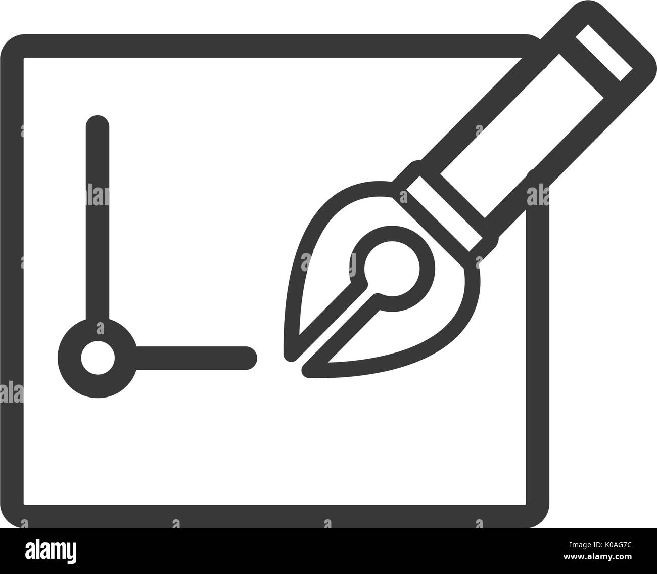 Carta e penna Stationery Office strumento Icona di linea Illustrazione Vettoriale