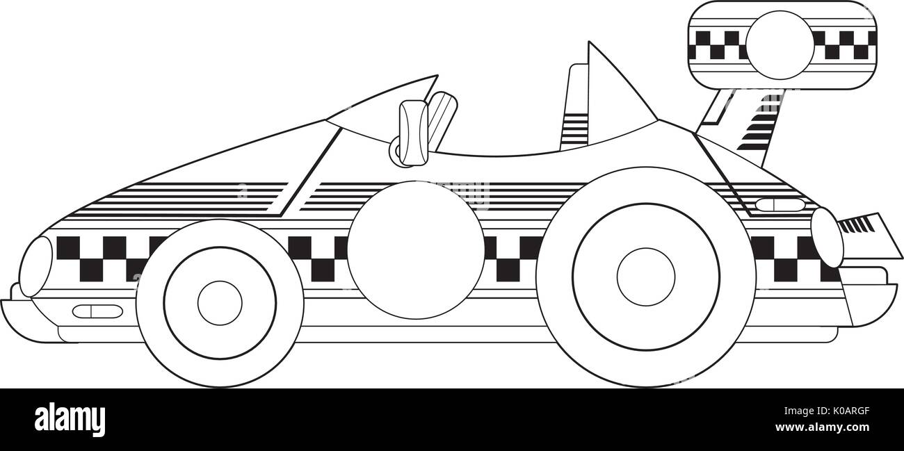 Cartoon Racing Motor Sports Car Line Art illustrazione Illustrazione Vettoriale