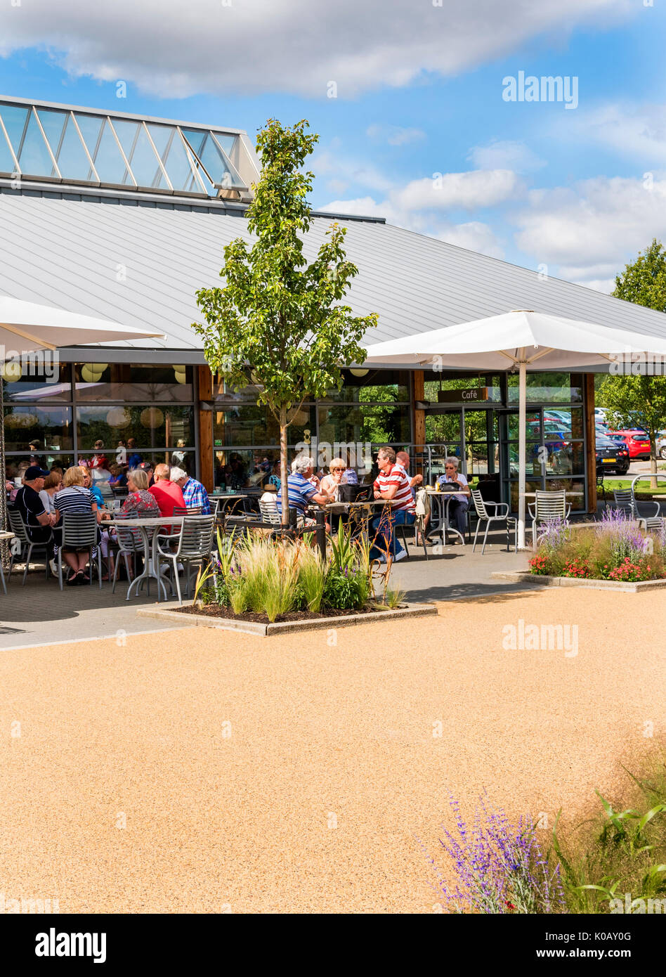 Cafe all'entrata di RHS Hyde Hall. Foto Stock