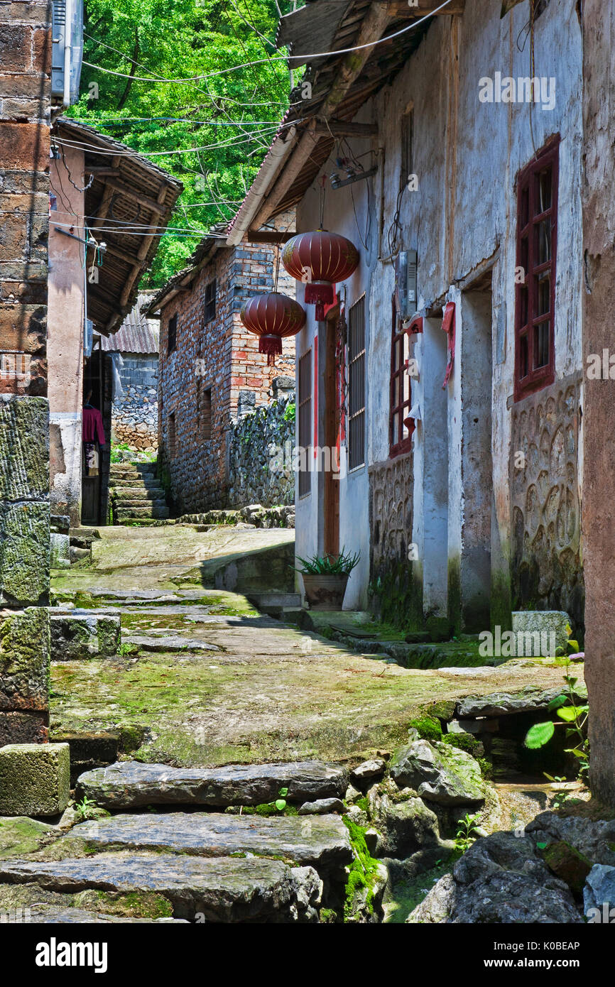 Viste Xiongcum antico borgo vicino a Guilin nella regione autonoma di Guangxi Zhuang del sud-ovest della Cina Foto Stock
