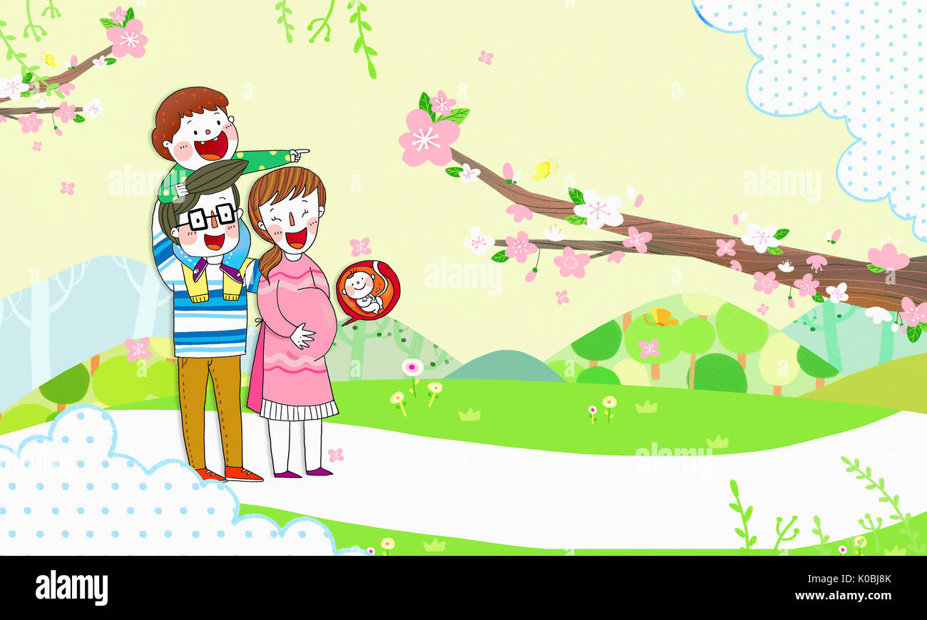 Famiglia armoniosa in attesa del loro bambino Foto Stock