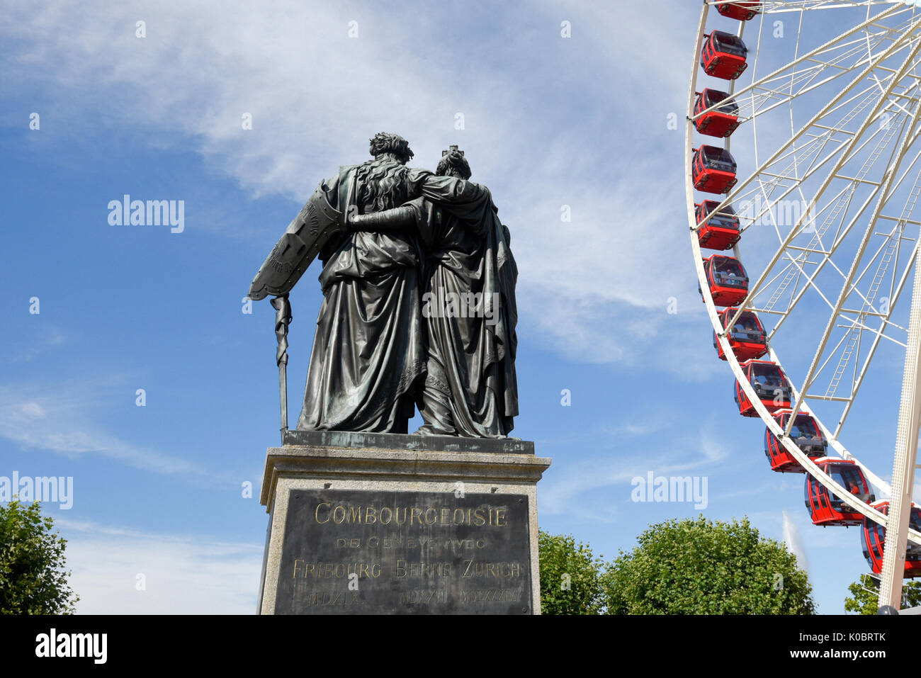Il Monumento Nazionale è situato nel giardino inglese, essa simboleggia l'entrata di Ginevra nella Confederazione svizzera Foto Stock