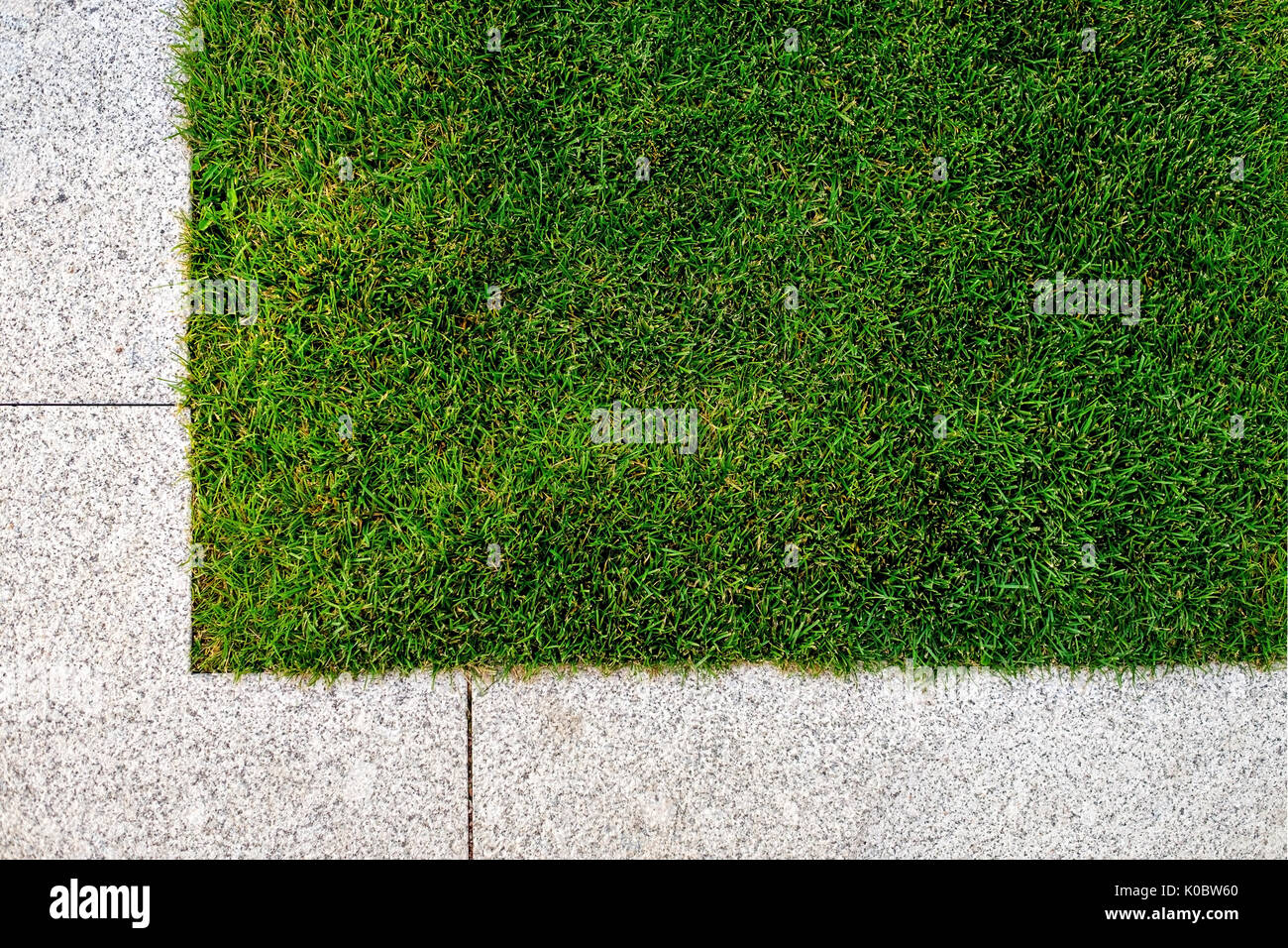 Erba e pavimentazione in pietra Foto Stock