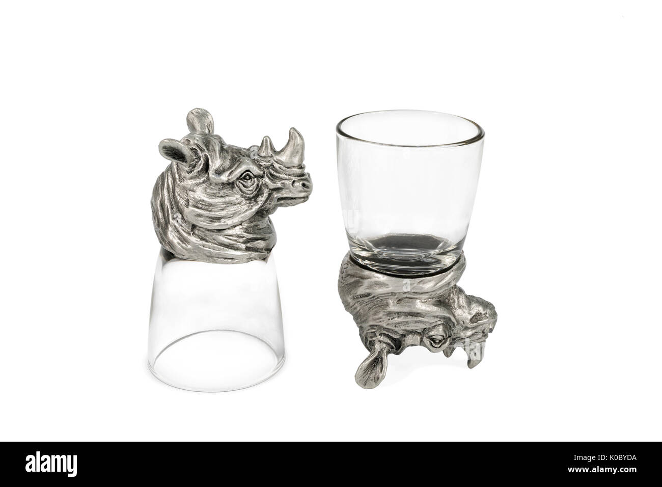 Bicchieri per vodka di rinoceronti Foto Stock