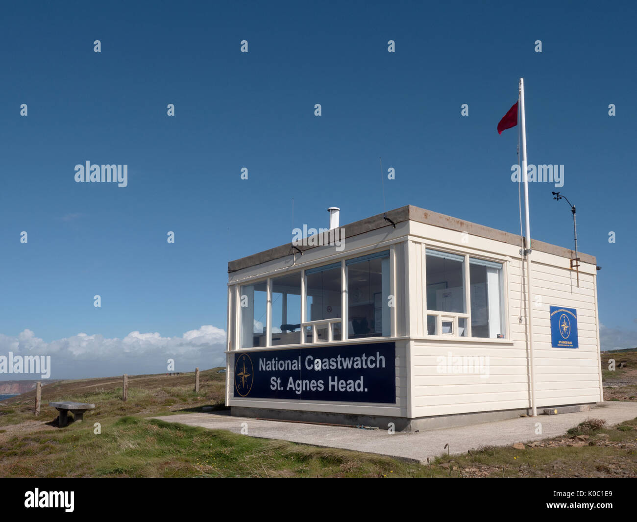 National Coastwatch lookout post a Sant Agnese Testa, Cornwall, Sud Ovest Inghilterra, England, Regno Unito Foto Stock
