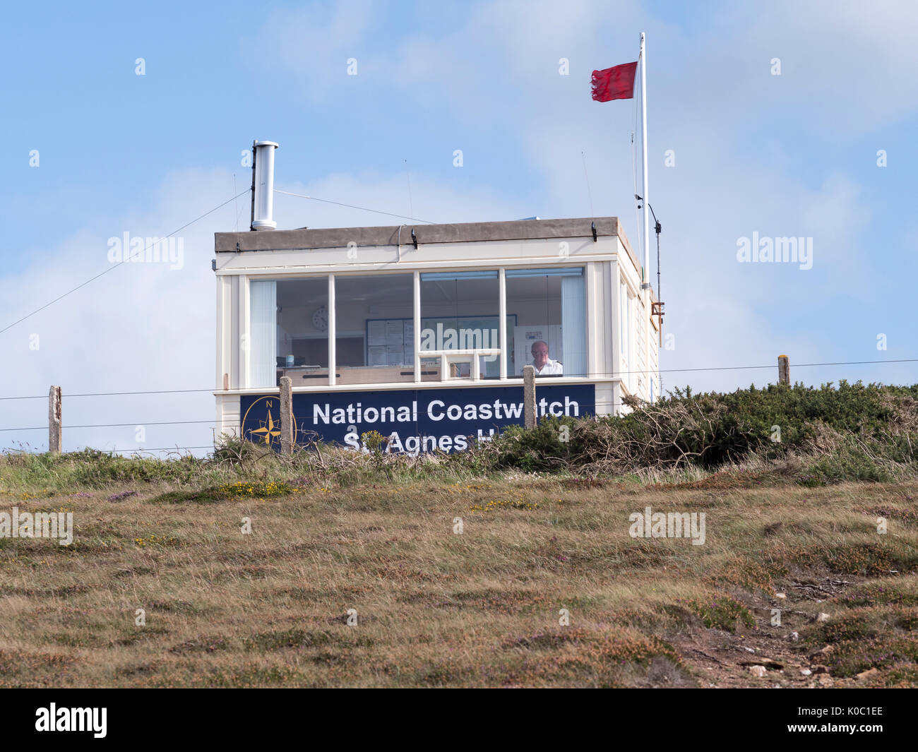 National Coastwatch lookout post a Sant Agnese Testa, Cornwall, Sud Ovest Inghilterra, England, Regno Unito Foto Stock
