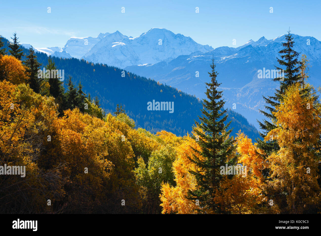 Grand Combin - 4314m, Petit Combin - 3672m, Verbier, Schweiz Foto Stock