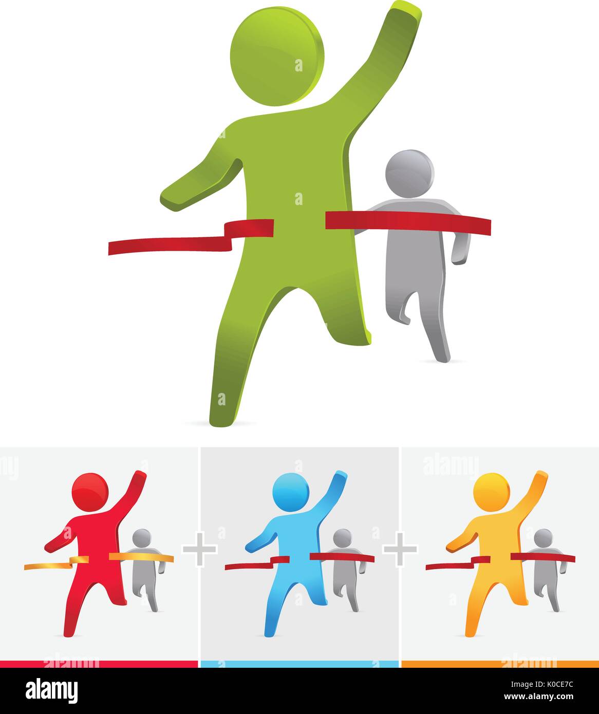 Vettore 3D stick figura ha vinto il concorso. vincitore concept per il business. Illustrazione Vettoriale