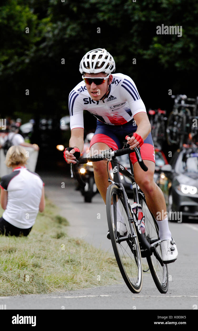 Oliver Wood (GBR) Team GB 2016 Ride prudenziali London Classic cycle race 31 luglio 2016 Ranmore Common Road Surrey Hills Surrey UK Foto Stock