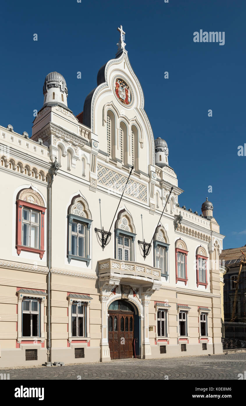Il serbo residenza vescovile (Palazzo Vescovile), Union Square, Timisoara, Romania Foto Stock