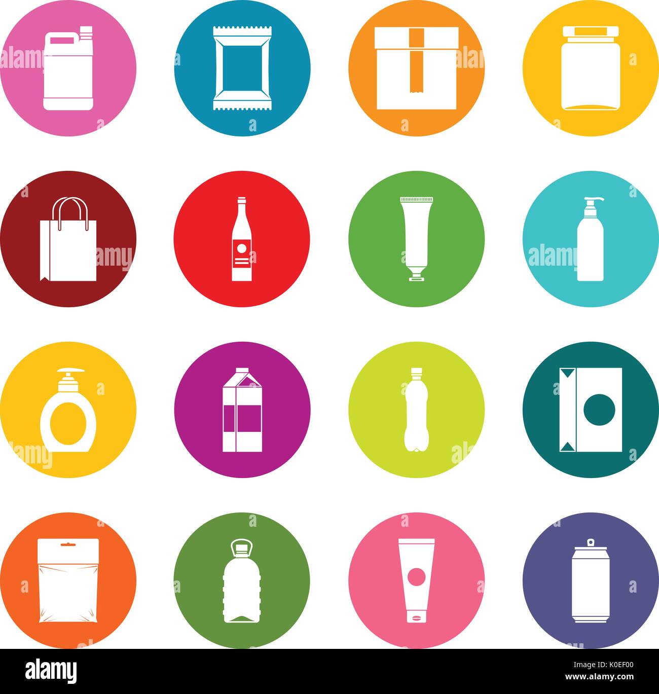 Gli elementi di confezionamento icone molti colori impostati Illustrazione Vettoriale Gli elementi di confezionamento icone molti colori impostati Illustrazione Vettoriale