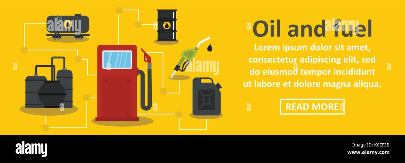 Olio combustibile e banner concetto orizzontale Illustrazione Vettoriale