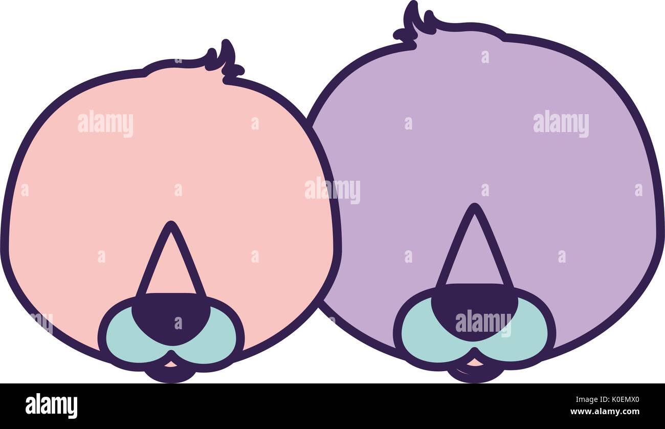 Sfondo bianco con luce di colore caricatura volto giovane animale guarnizioni Illustrazione Vettoriale