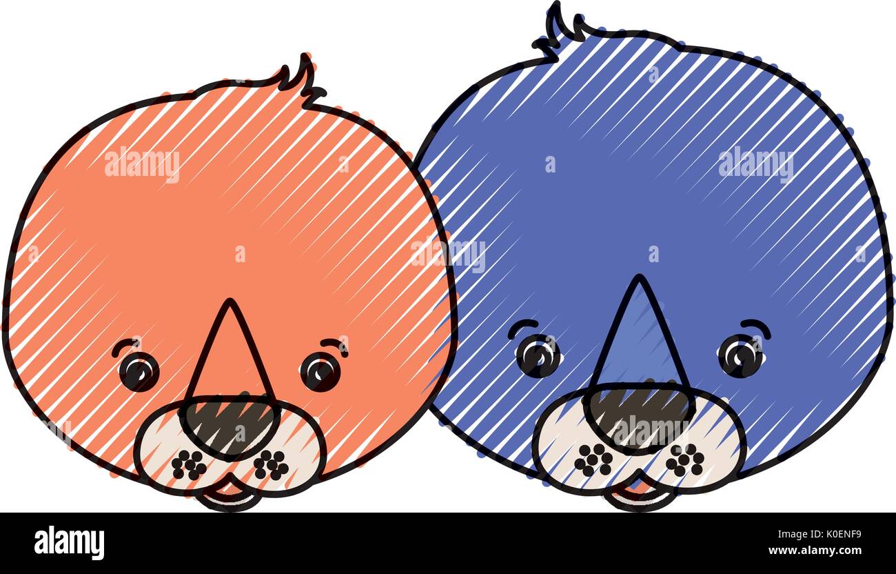 Color pastello silhouette caricatura volto giovane graziosi animali guarnizioni Illustrazione Vettoriale